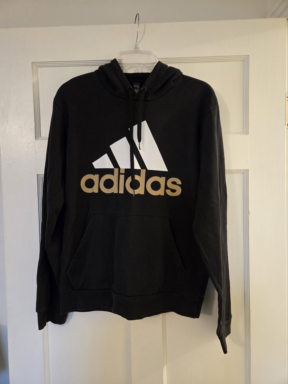 adidas Black Crewneck Hoodie with Gold Logo